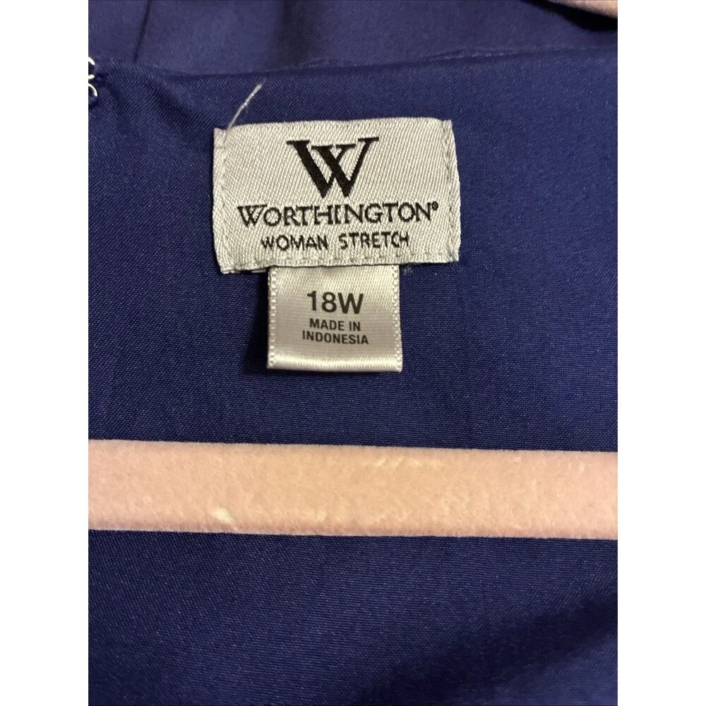 Worthington Woman Stretch Blue, Sleeveless, Crossover Dress W/ Ruching Size 18W